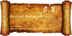 Oszlej Malakiás névjegykártya